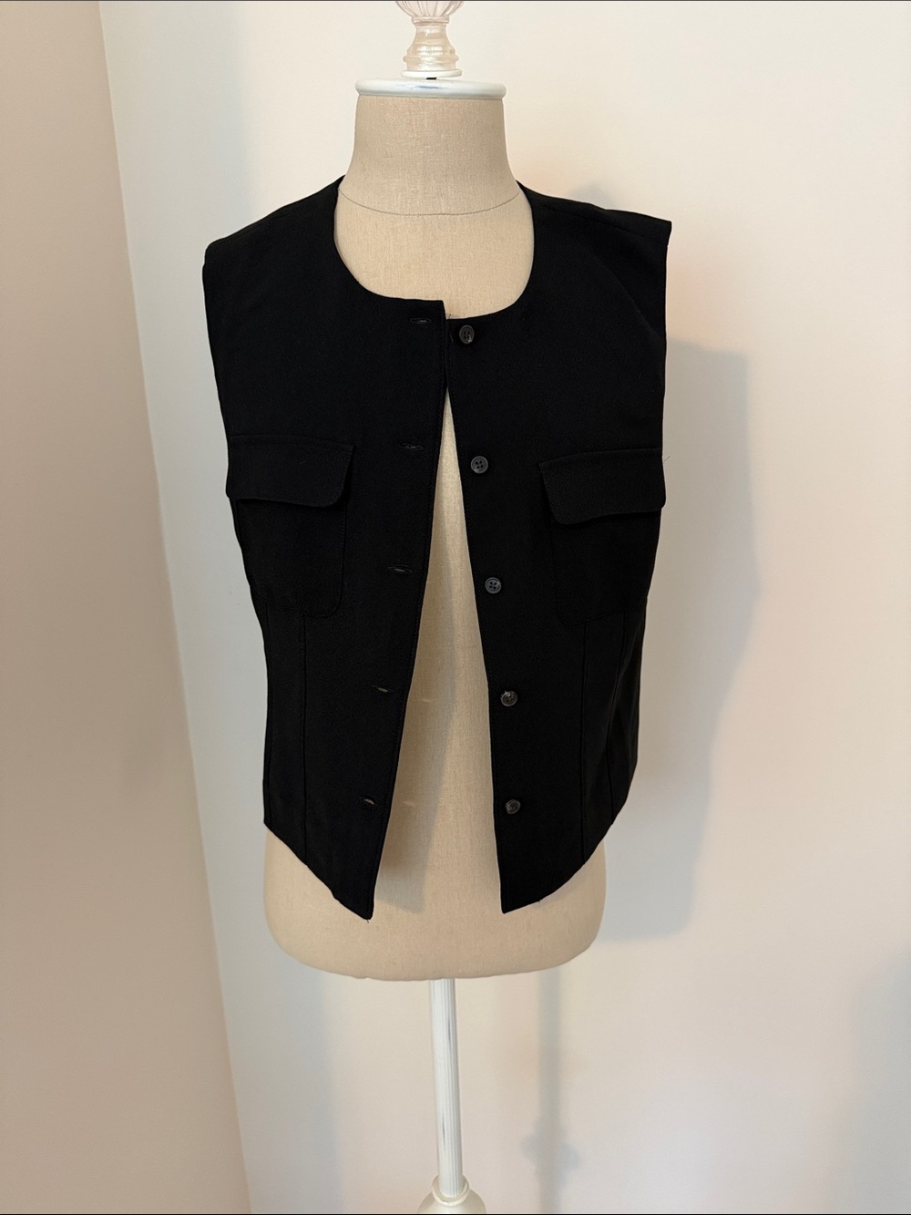 J. Crew Black Sleeveless Button Vest